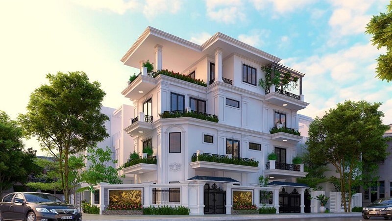 Mẫu biệt thự 4 tầng 5 phòng ngủ đầy bề thế và nghệ thuật