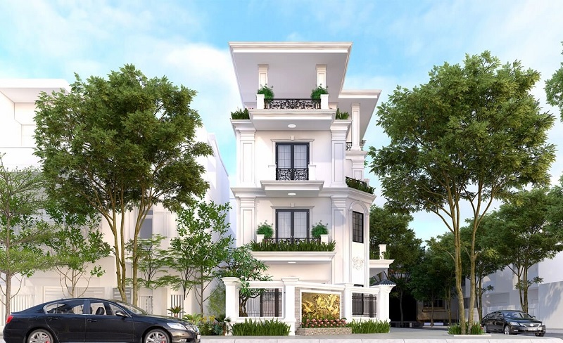 Mẫu biệt thự 4 tầng 5 phòng ngủ đầy bề thế và nghệ thuật