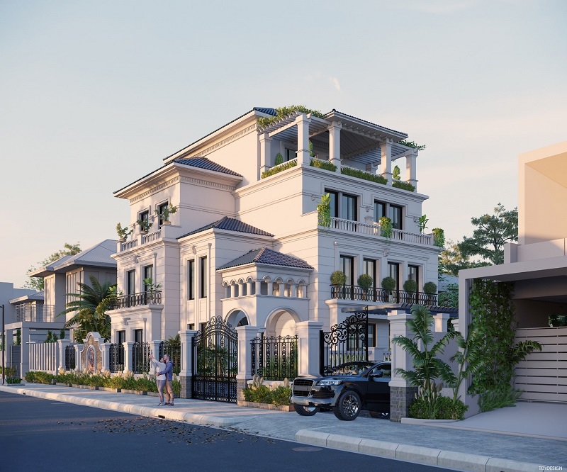 Biệt thự tân cổ điển mái Nhật cân bằng và mạnh mẽ