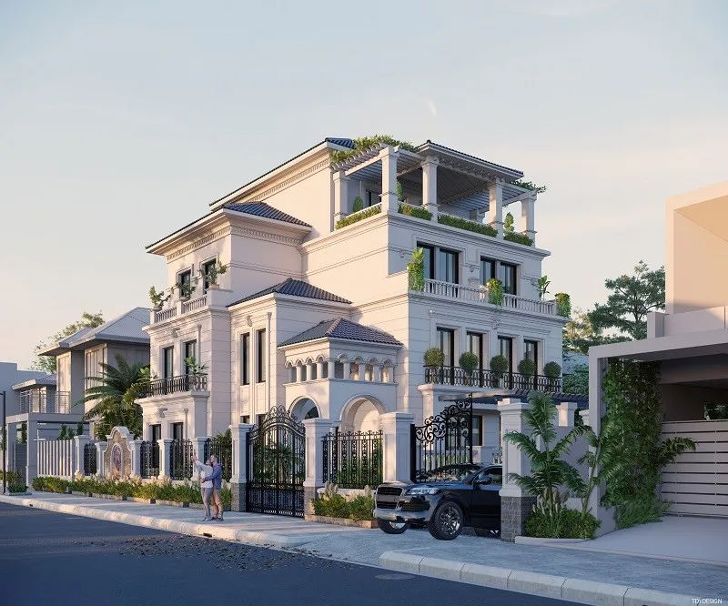 Biệt thự tân cổ điển mái Nhật cân bằng và mạnh mẽ