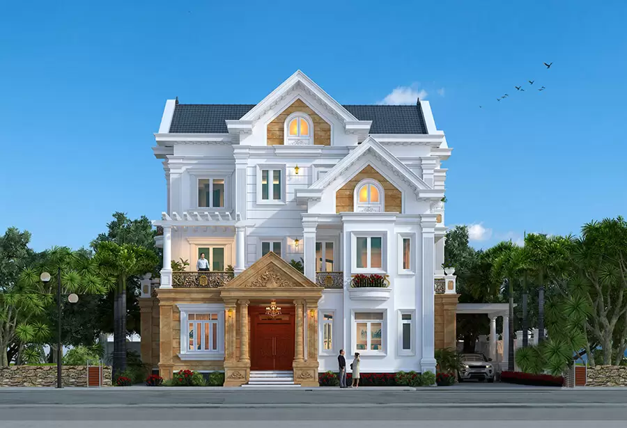 Mẫu thiết kế biệt thự tân cổ điển 3 tầng mái Thái đầy thanh lịch