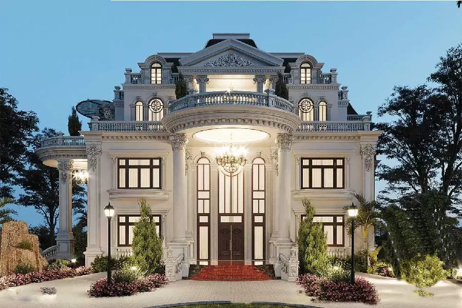 Mẫu biệt thự tân cổ điển kiểu Pháp mái Mansard đầy quyền quý
