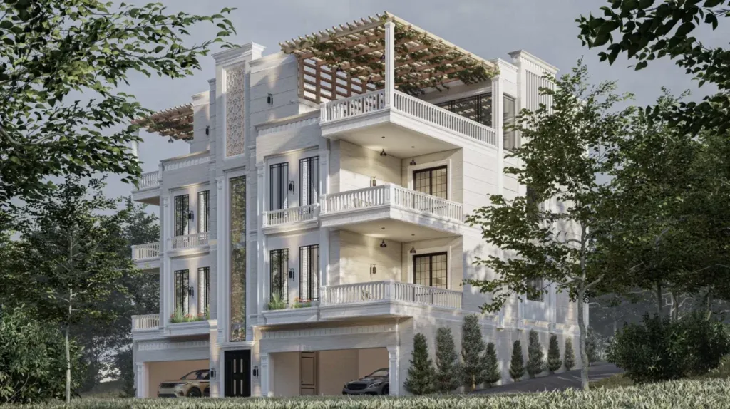 Lựa chọn màu sắc cho biệt thự tân cổ điển 5 tầng