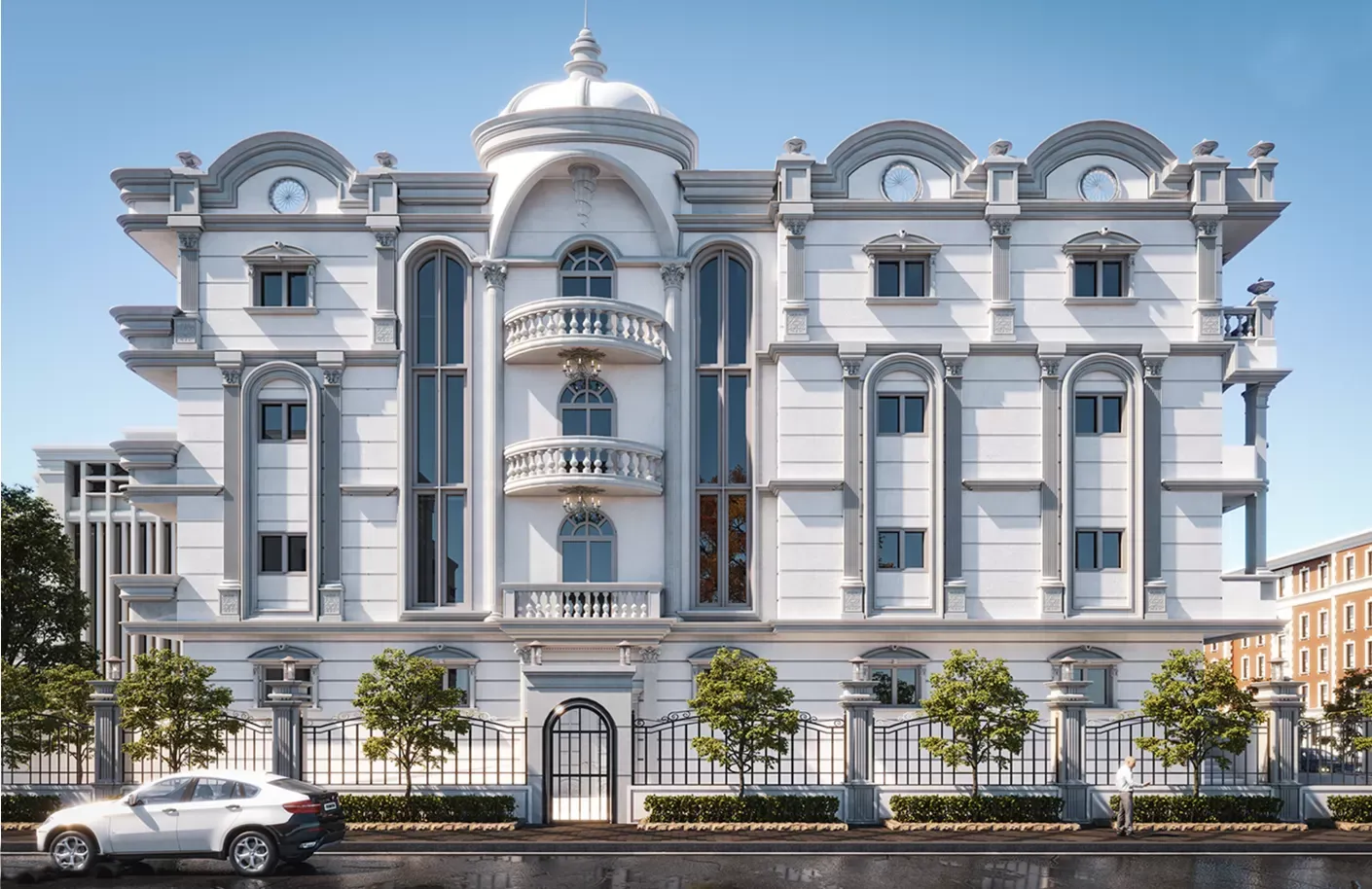 Biệt thự phố 5 tầng tân cổ điển mái chóp kiểu Pháp