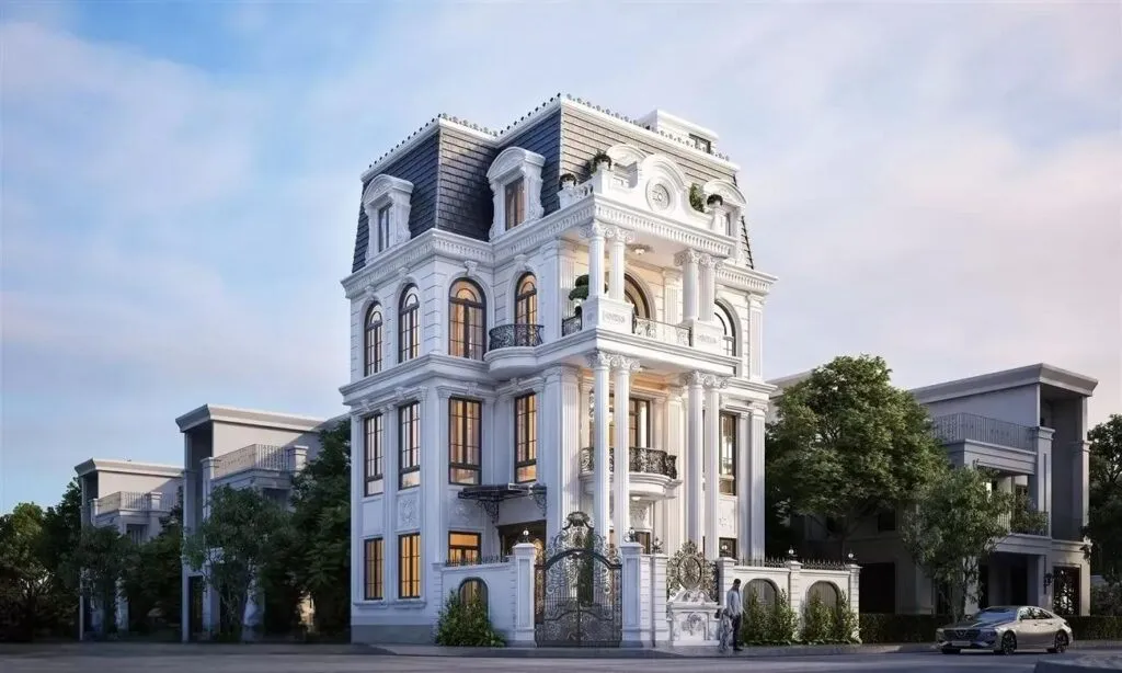 Mẫu nhà phố tân cổ điển 4 tầng 200m² hợp thẩm mỹ và công năng