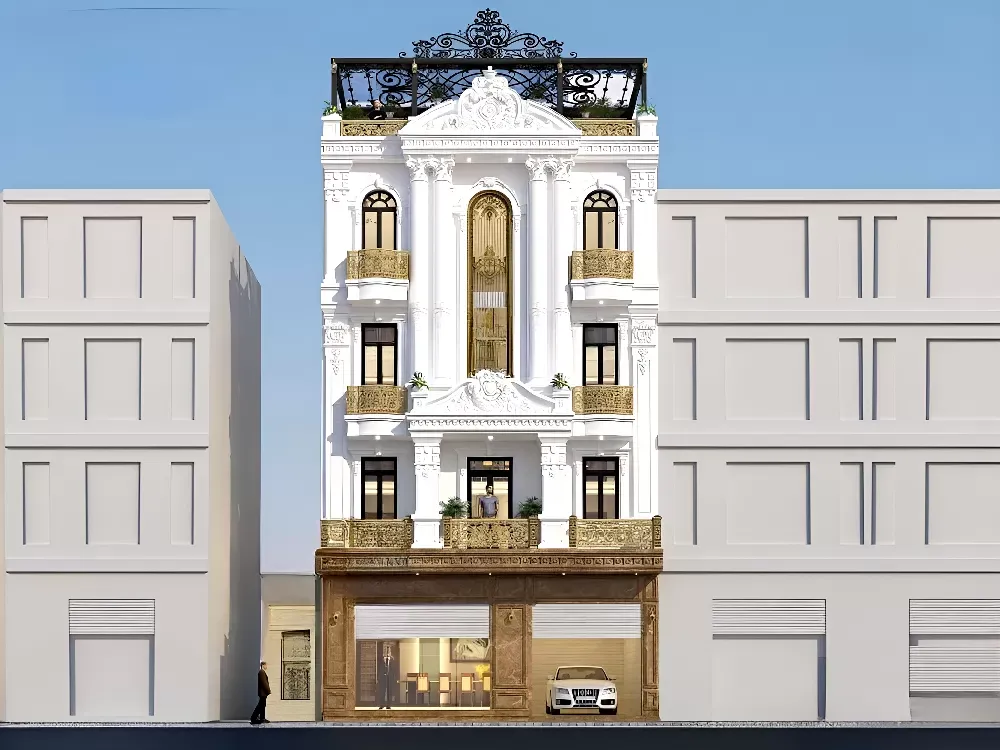 Mẫu nhà phong cách tân cổ điển 5 tầng kết hợp kinh doanh