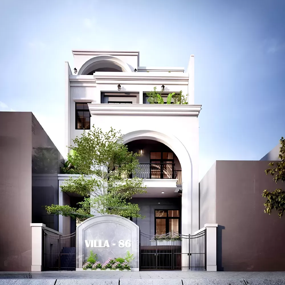 Mẫu nhà phố 4 tầng tân cổ điển sâu 15m mặt tiền 7m