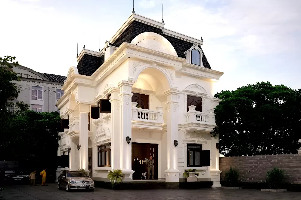 Mẫu biệt thự tân cổ điển 2 tầng mặt tiền 7m trang nhã