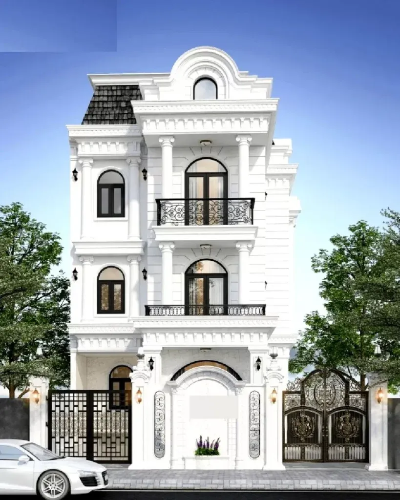 Mẫu thiết kế nhà phố kiểu Pháp tân cổ điển mặt tiền 7m