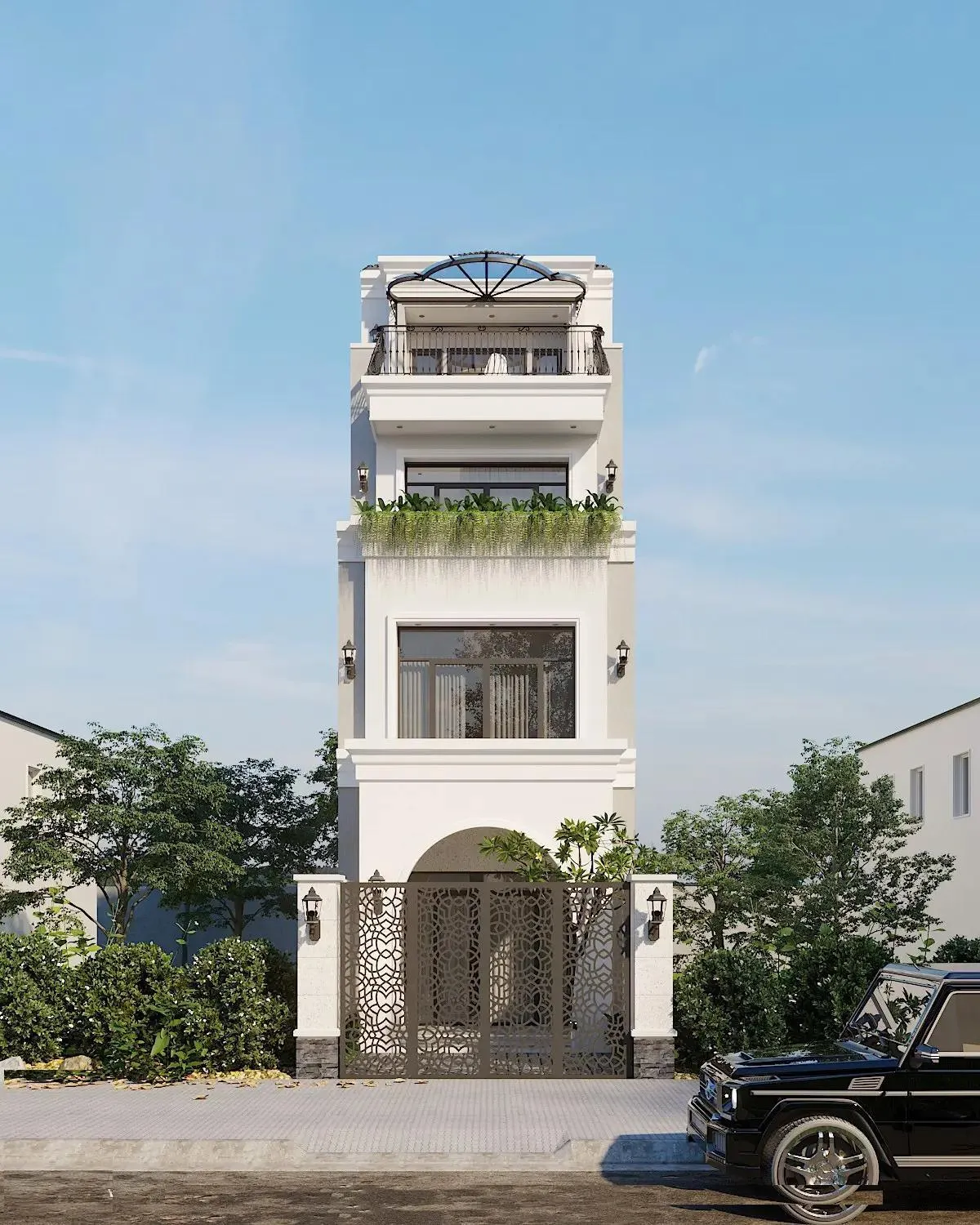 Mẫu nhà phố tân cổ điển 4 tầng là gì?