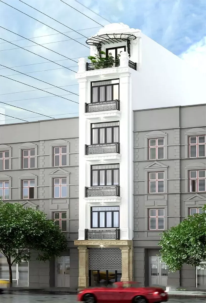 Mẫu nhà tân cổ điển 6 tầng kết hợp ở kinh doanh