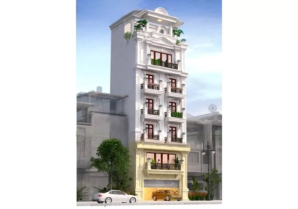 Mẫu nhà tân cổ điển 6 tầng 1 tum đầy thanh lịch
