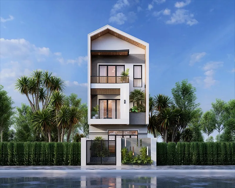 Mặt tiền nhà ống 3 tầng đơn giản hiện đại và đẹp mắt