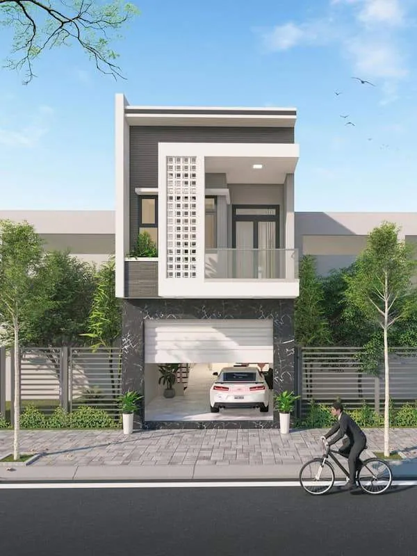 Mẫu nhà ống 2 tầng có tầng hầm nổi tối ưu không gian