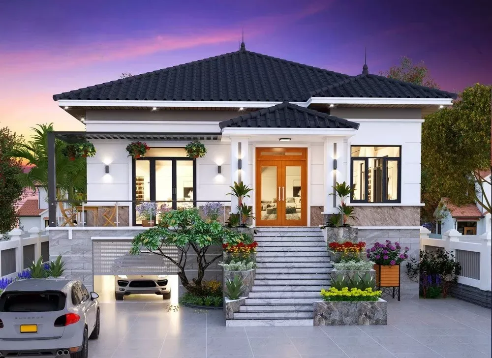 Mẫu nhà phố có tầng hầm nổi đầy tiện nghi cho không gian