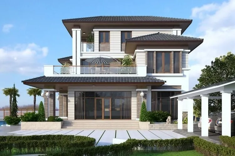 Đặc điểm nổi bật của mẫu biệt thự 2 tầng mái Nhật