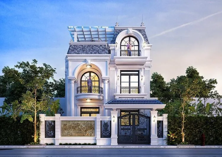 Mẫu biệt thự 2 tầng mái Nhật phong cách Châu Âu