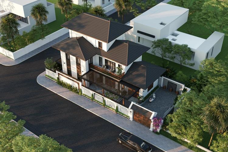 Mẫu biệt thự mái Nhật 2 tầng 2 mặt tiền đẳng cấp