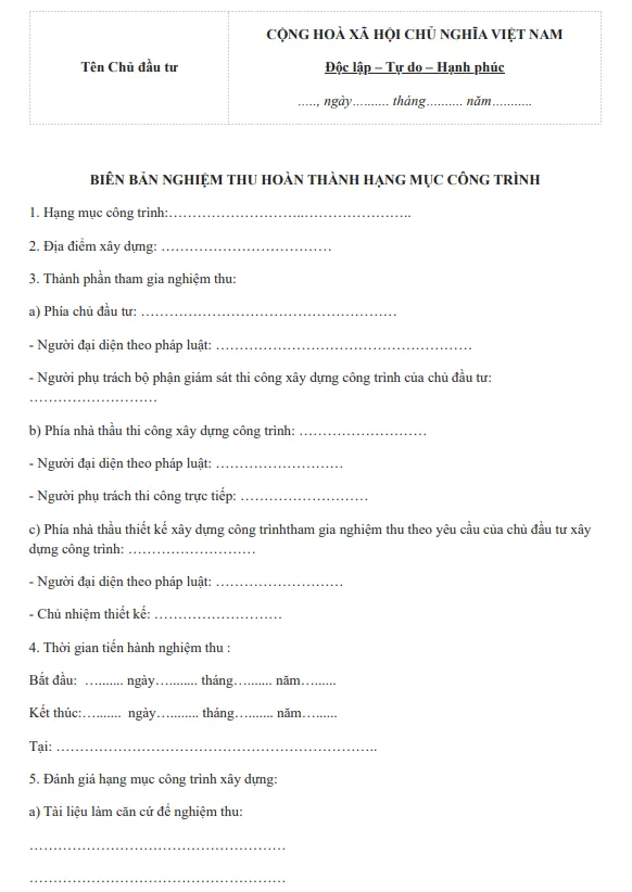 Nghiệm thu công việc xây dựng là gì?