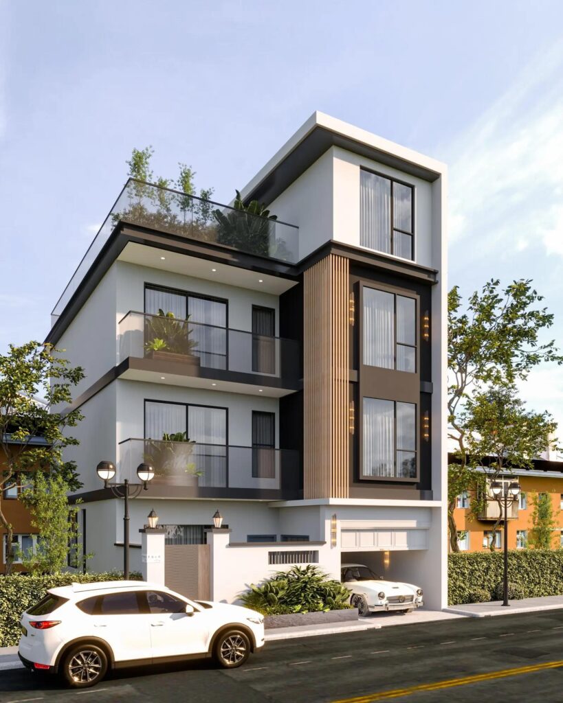 Mẫu nhà có tầng hầm chìm ở nông thôn cho khu đất rộng