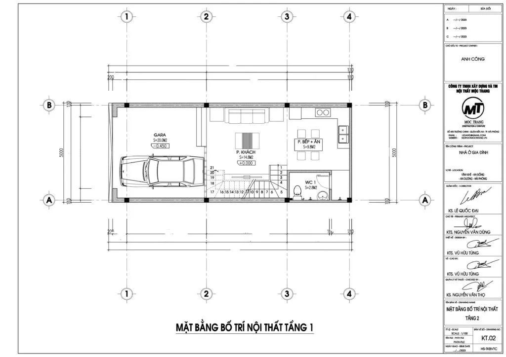 Tầng 1 – Không gian mở tối ưu hóa diện tích