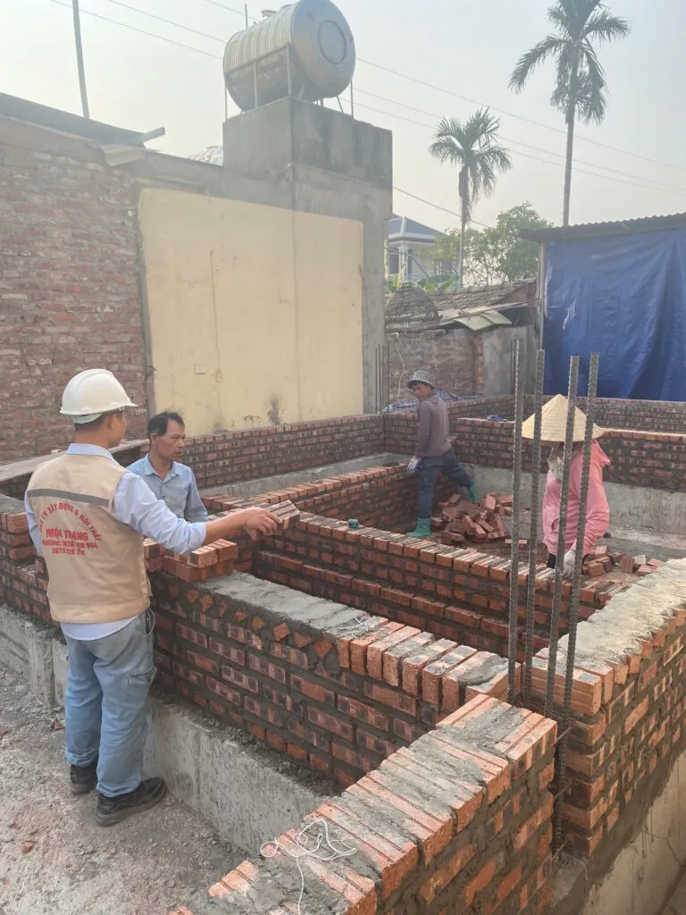 Giai đoạn thi công phần móng chịu lực công trình nhà 2 tầng 90m2 chị Thoan