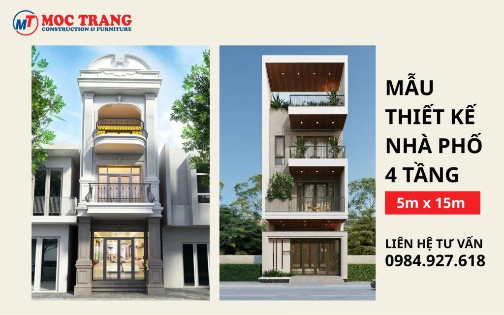 Mẫu thiết kế nhà phố 4 tầng