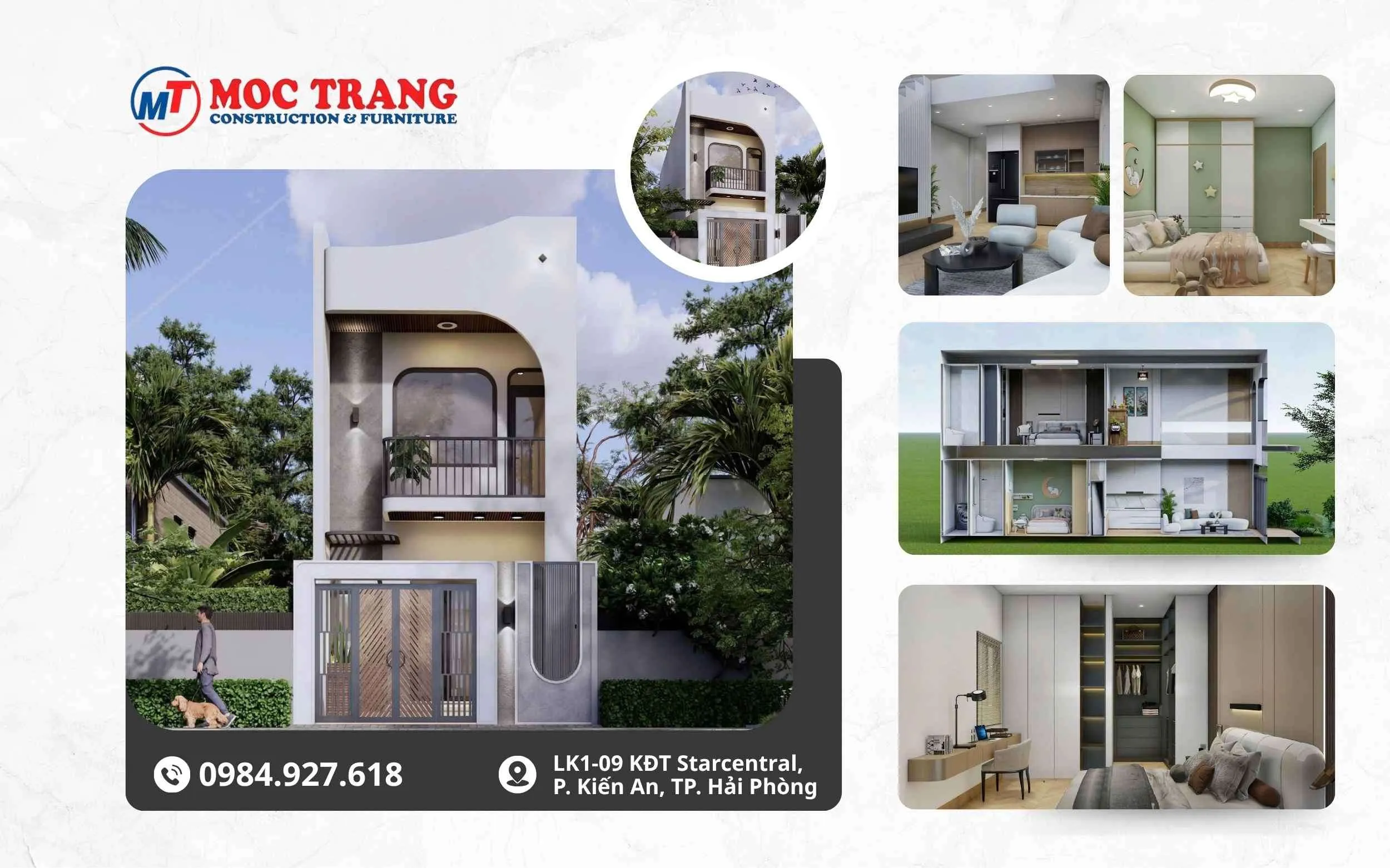 biệt thự 2 tâng mái bằng