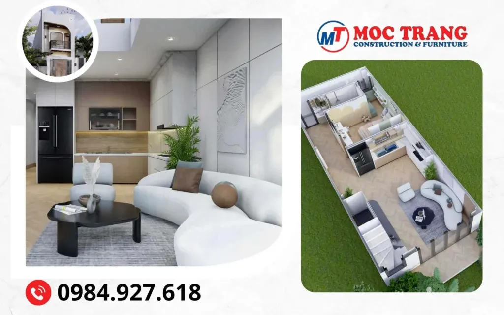 biệt thự 2 tầng mái bằng tầng 1