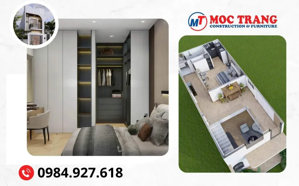 biệt thự 2 tầng mái bằng tầng 2