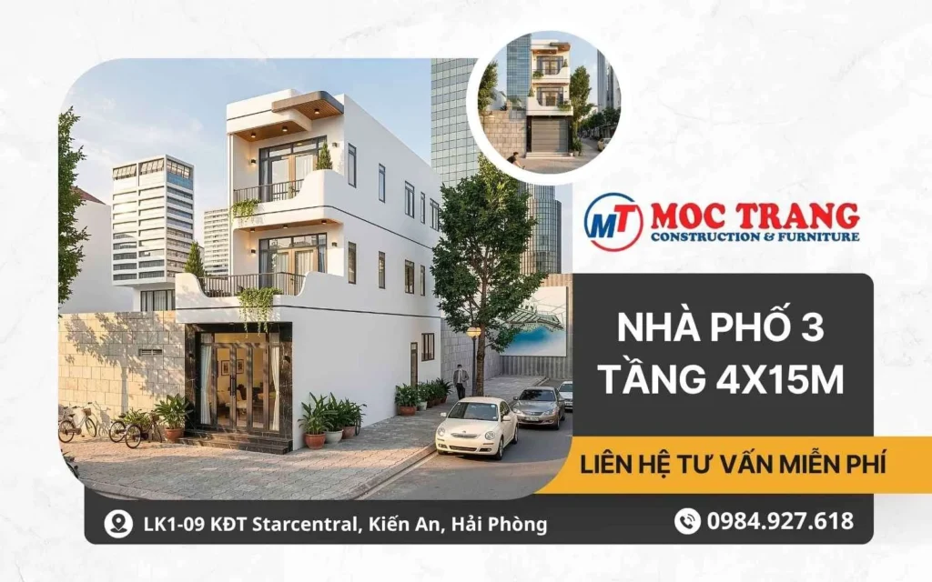 bản vẽ nhà phố 3 tầng 4x15m