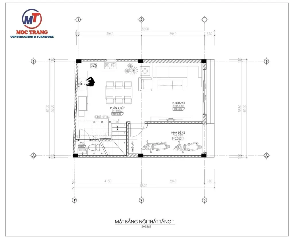 mặt bằng nhà 4 tầng 