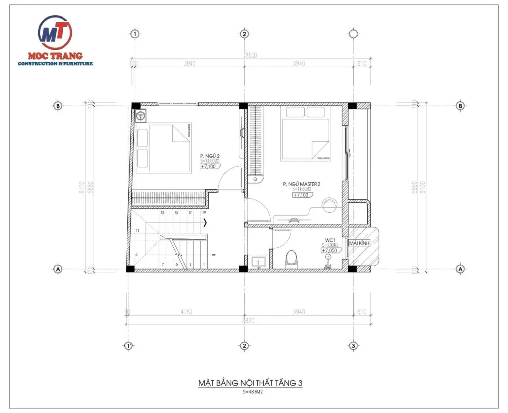 mặt bằng nhà 4 tầng 