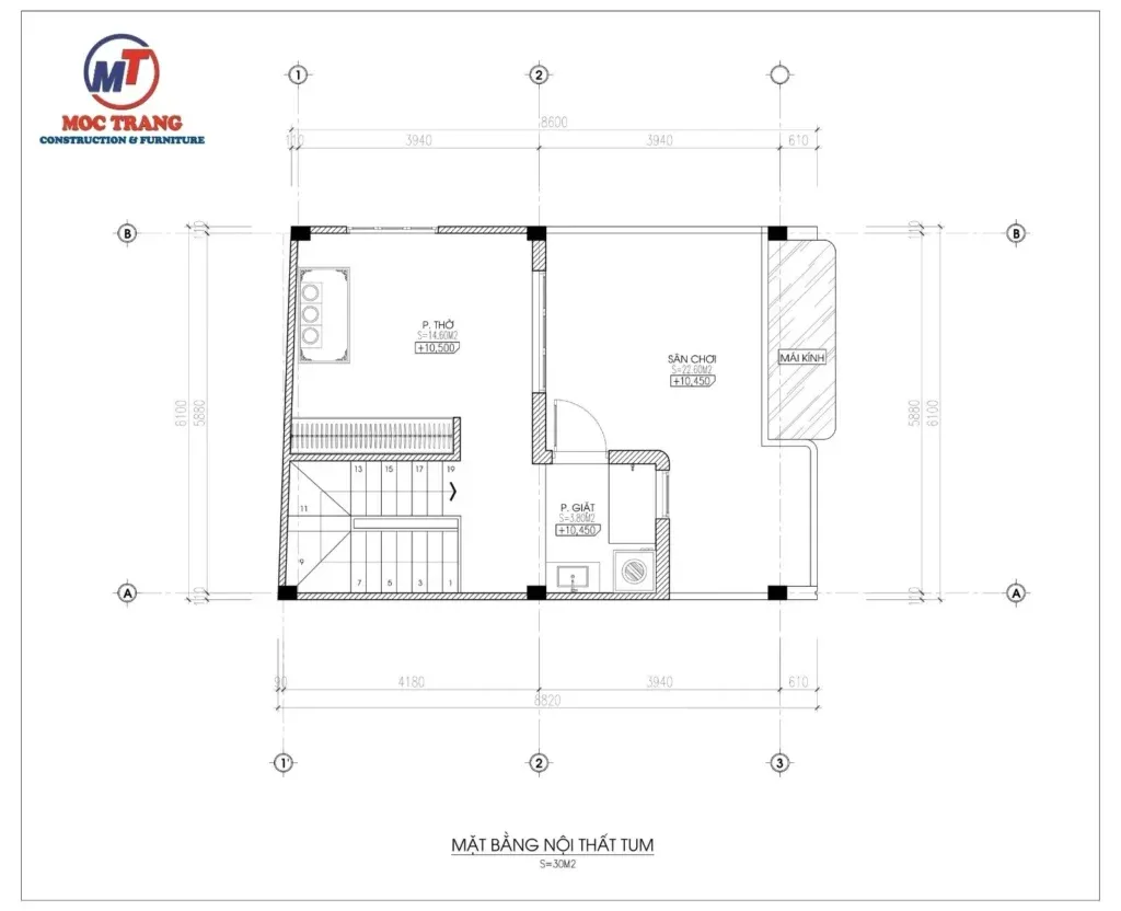 mặt bằng nhà 4 tầng 