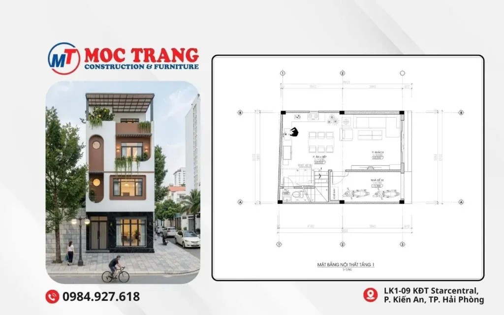 mặt bằng nhà 4 tầng