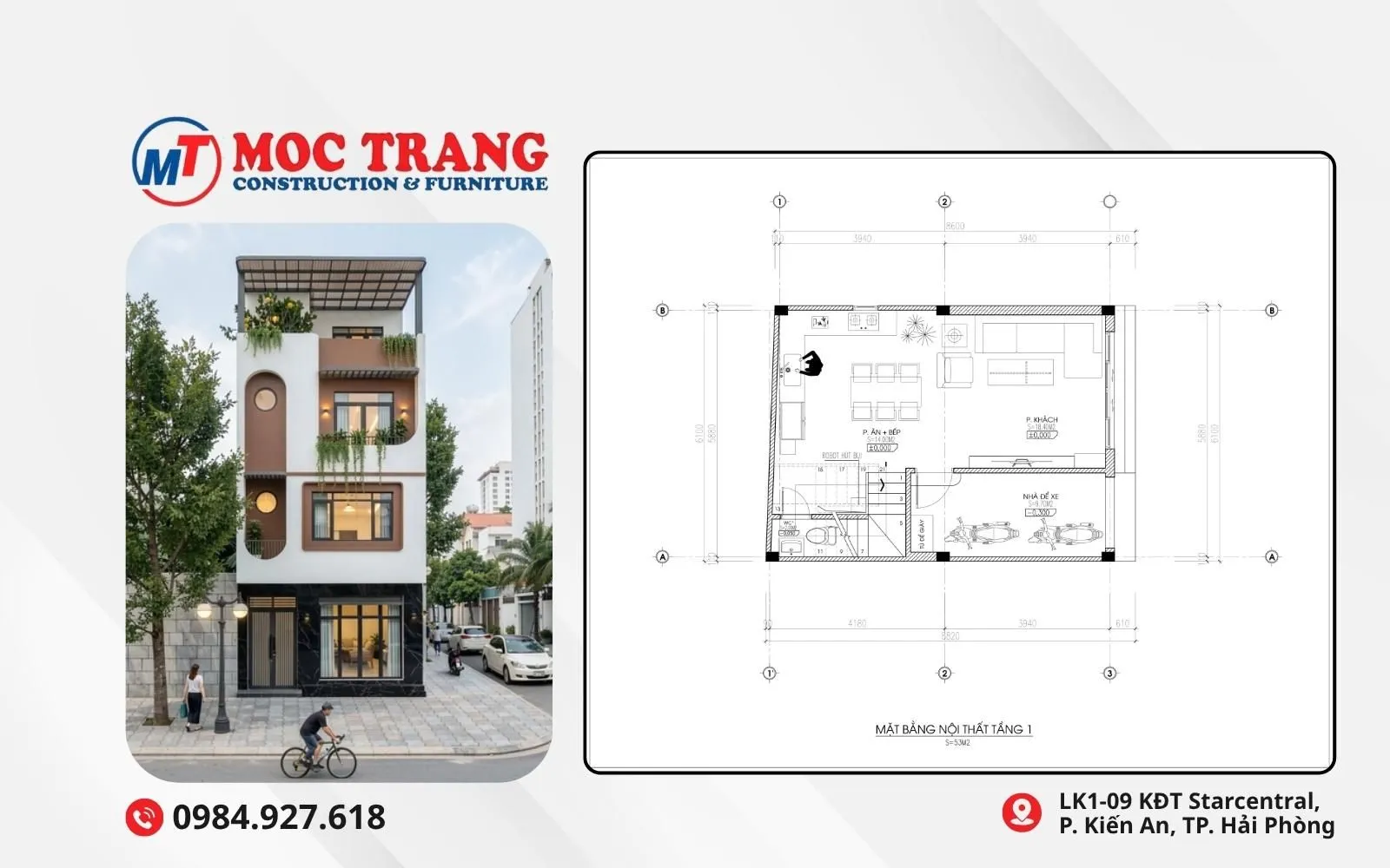 mặt bằng nhà 4 tầng