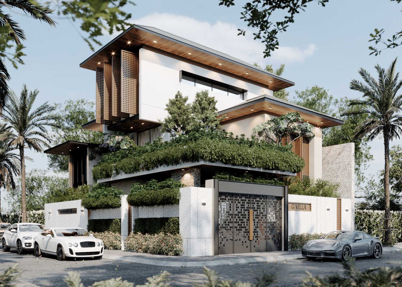 Mẫu biệt thự 3 tầng mái Nhật 3 phòng ngủ tiện nghi