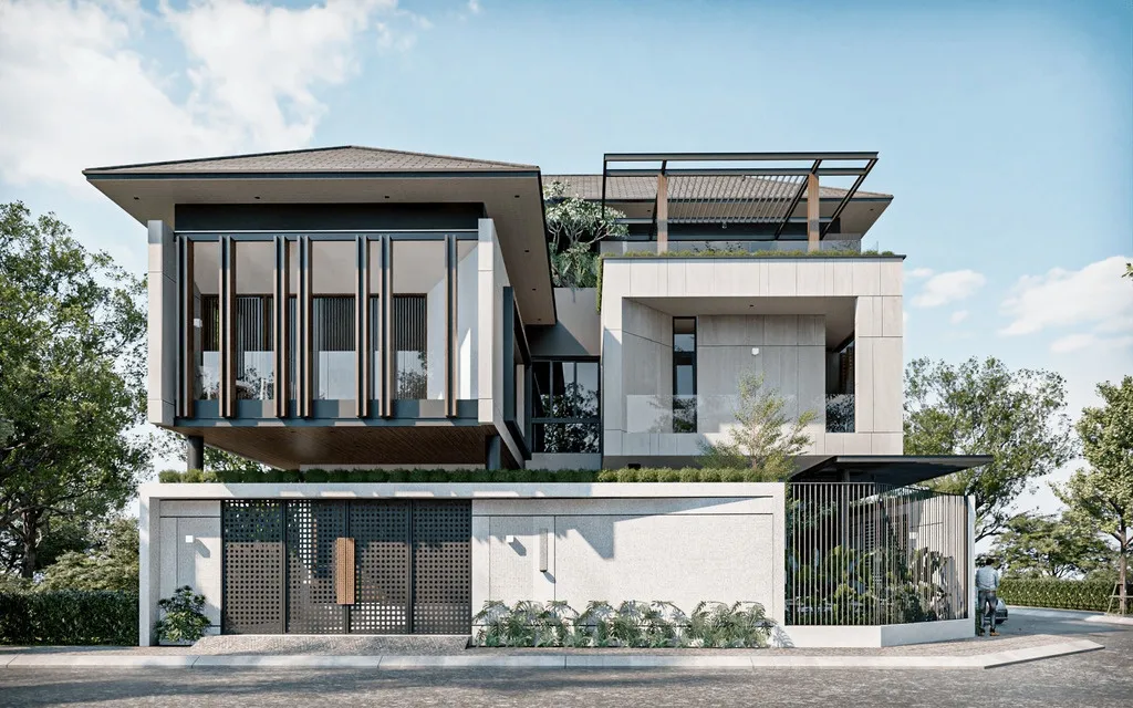 Biệt thự 3 tầng mái Nhật thiết kế hiện đại và tiện nghi