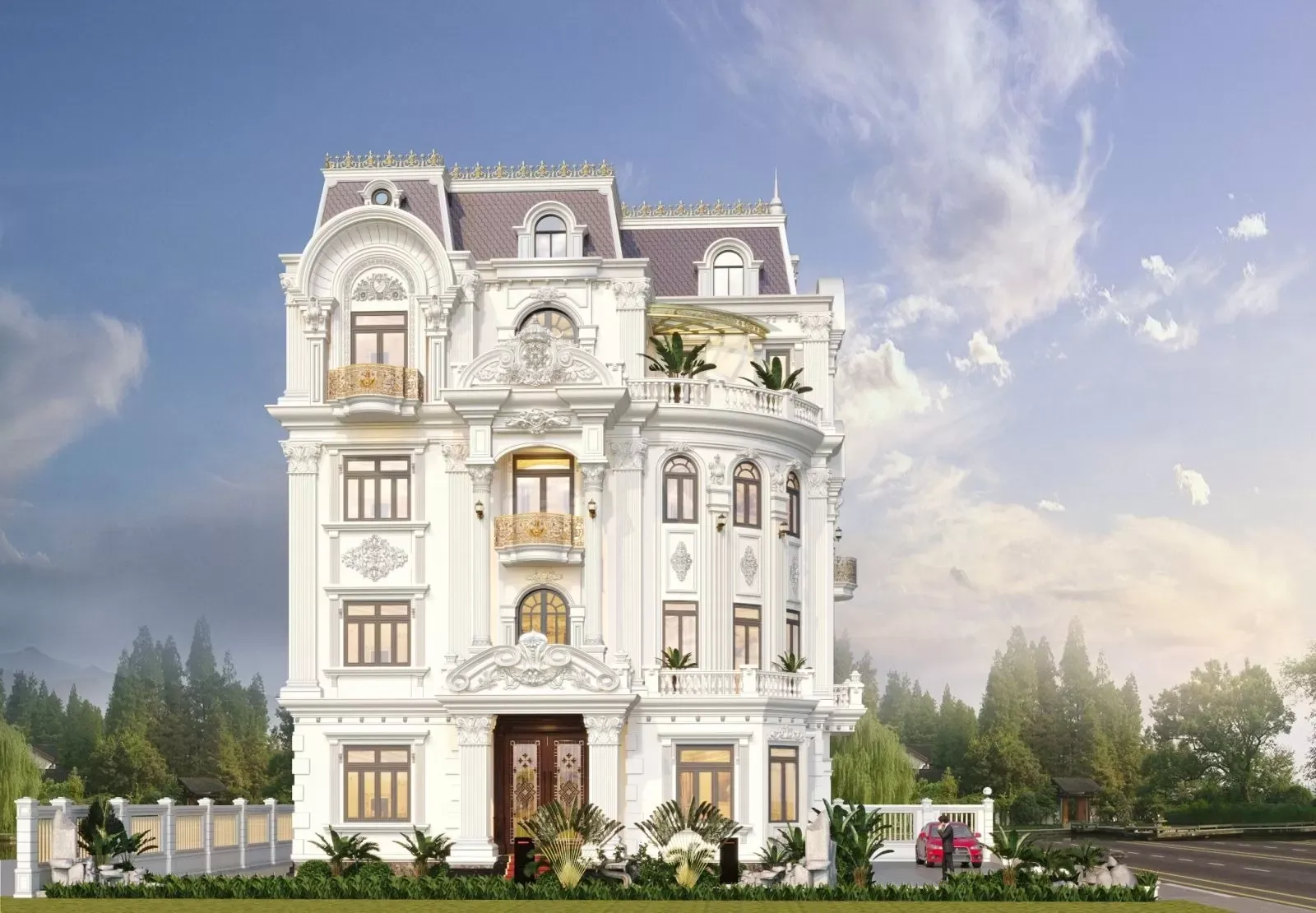 Mẫu biệt thự 4 tầng 5 phòng ngủ đầy bề thế và nghệ thuật