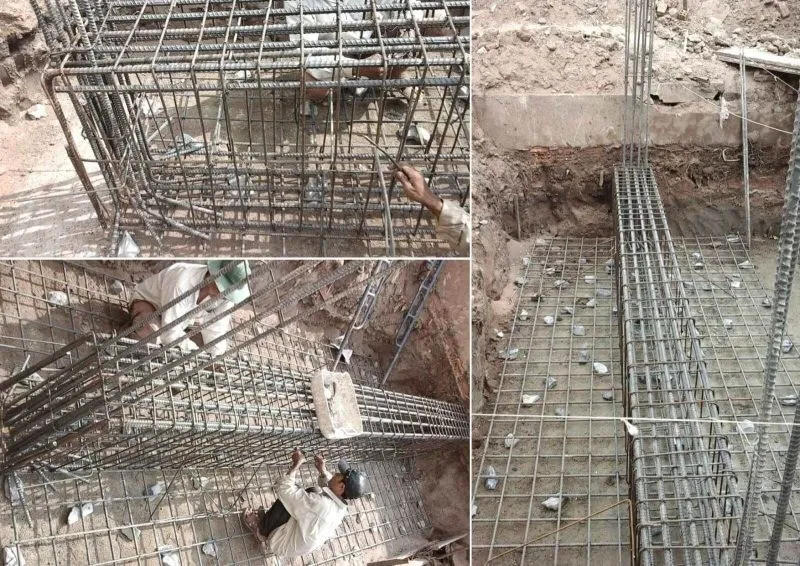 Nguyên tắc bố trí thép dầm móng nhà 2 tầng tiết diện dọc