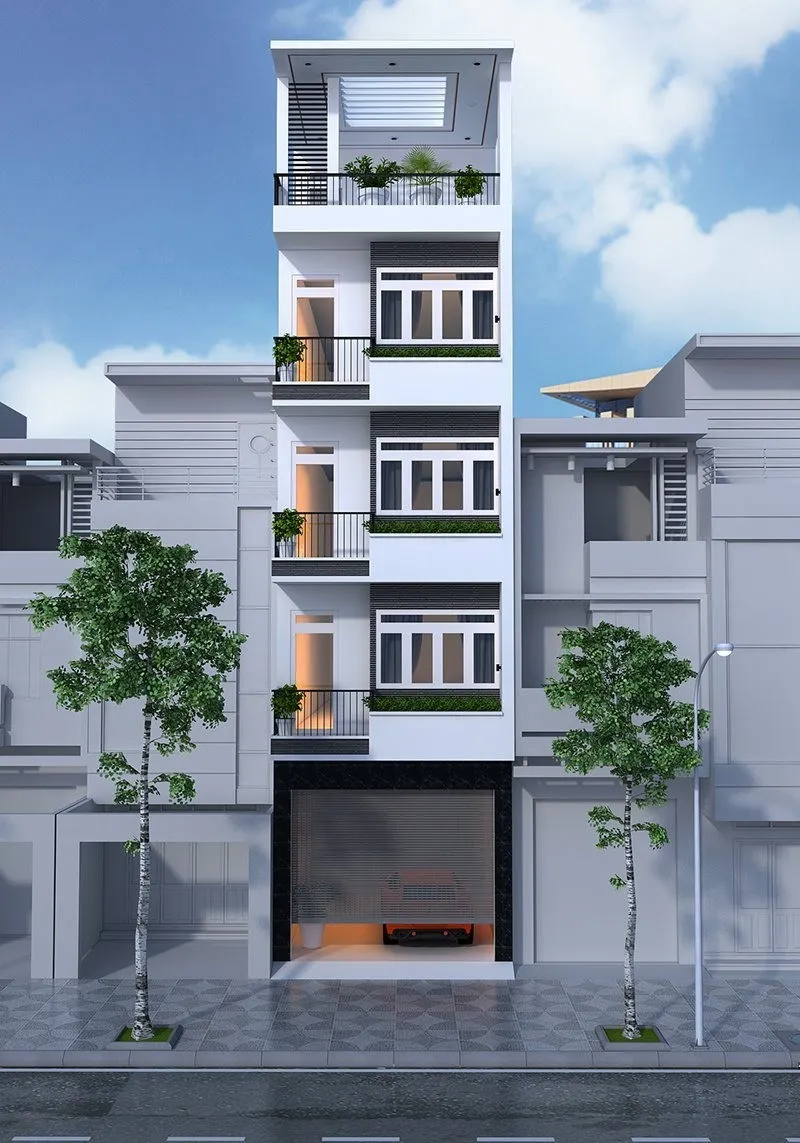 Thiết kê nhà phố 5 tầng mặt tiền 3m
