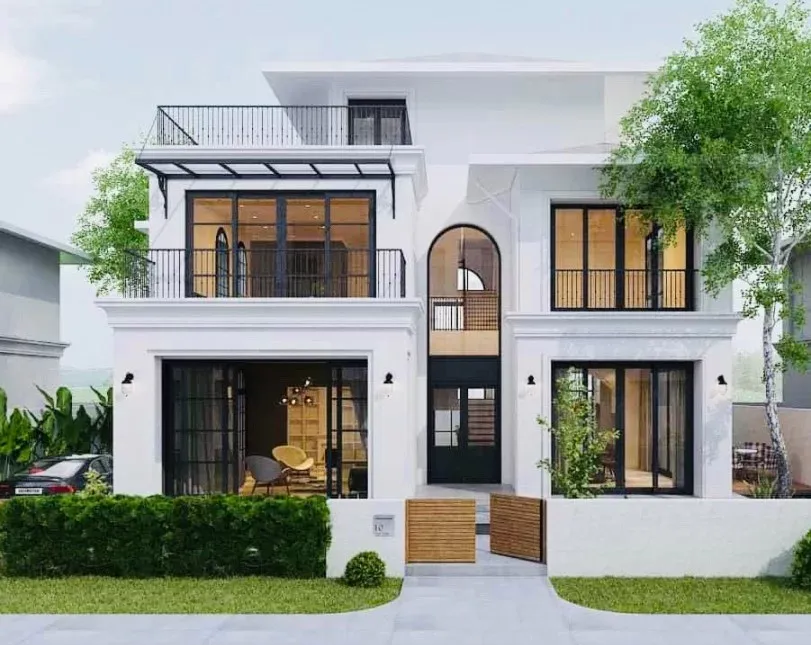 Mẫu nhà biệt thự 2 tầng mái bằng phong cách hiện đại