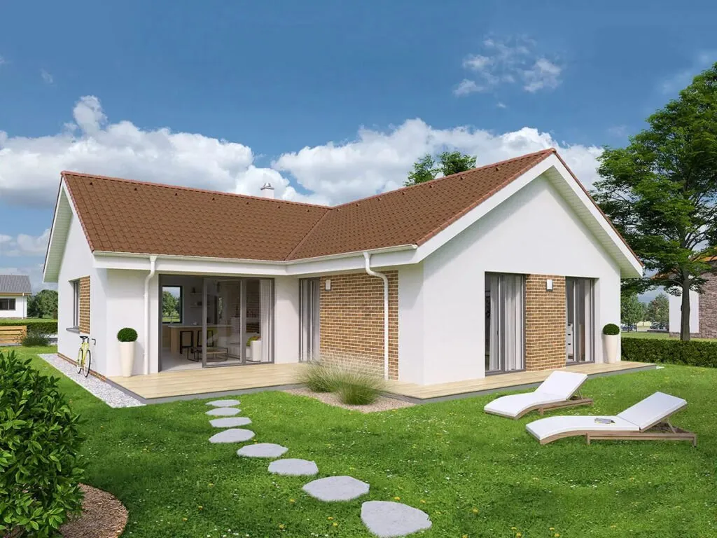 Mẫu thiết kế nhà cấp 4 4 phòng ngủ hình chữ L