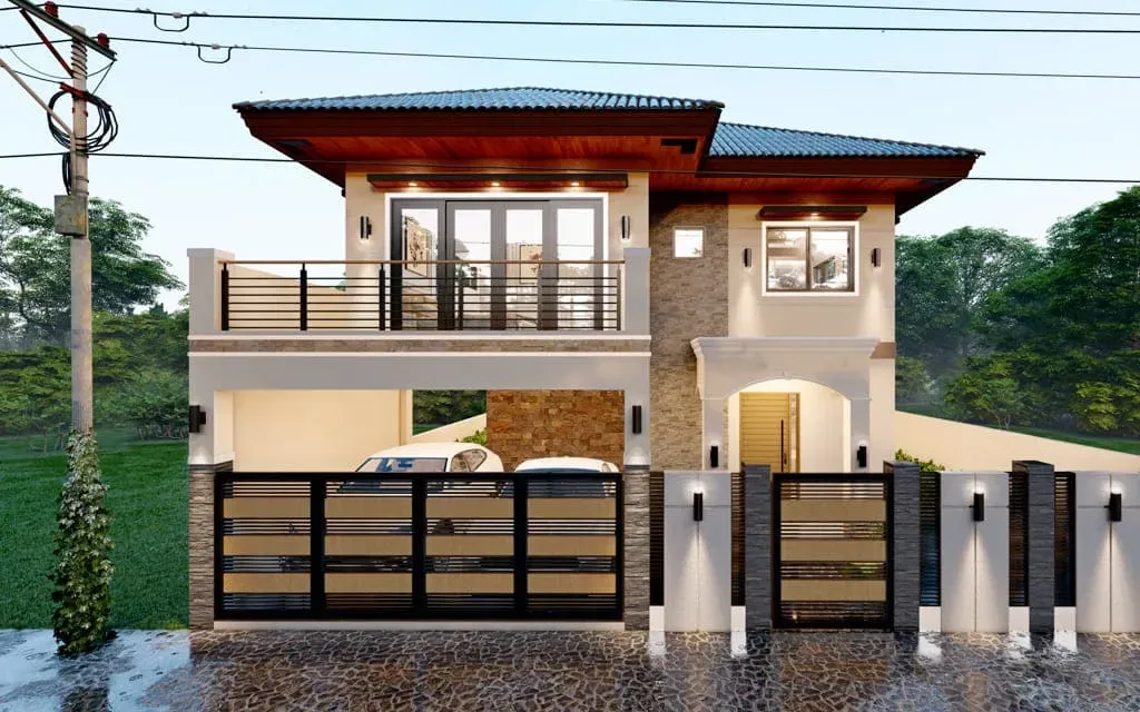 Mẫu nhà 2 tầng mái Nhật đơn giản và cơ bản