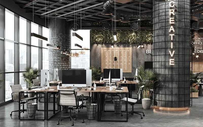 Thiết kế nội thất văn phòng với phong cách Industrial